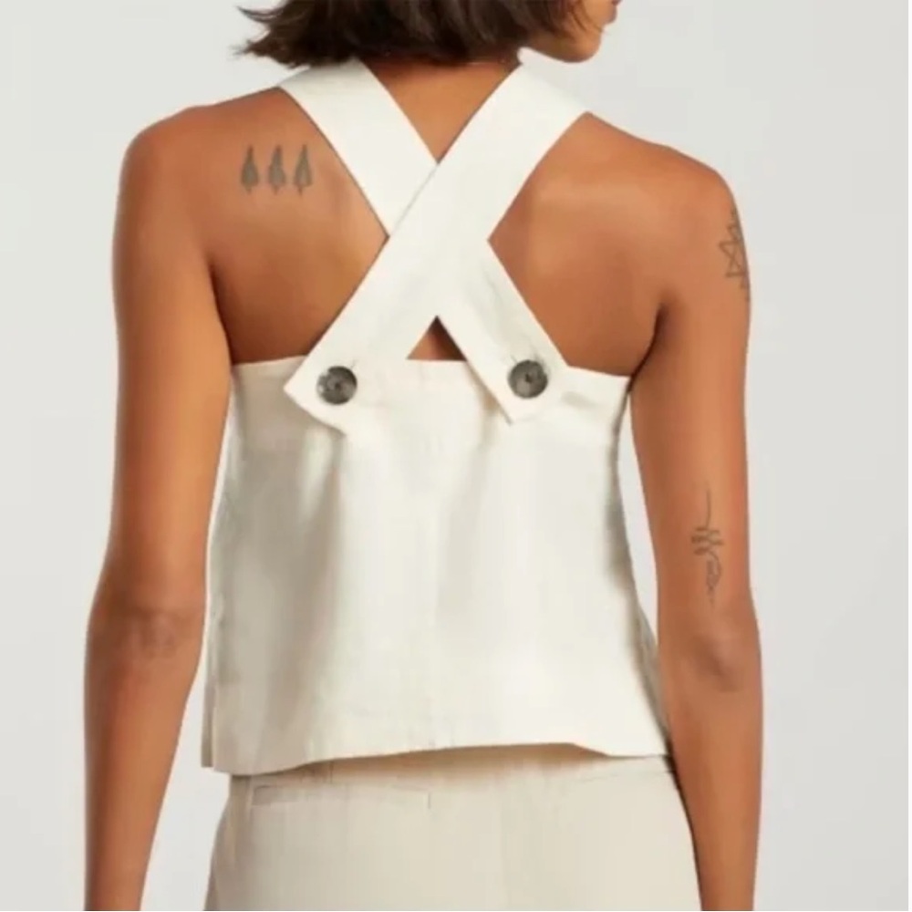 Everlane 100% Linen The Apron Linen Tank Top In Cream‎ Canvas Size US 8 NWOT